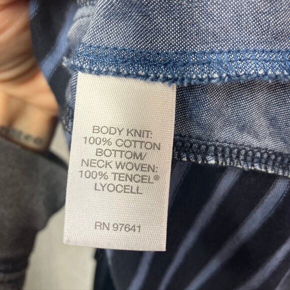 J. Jill Striped Shift Dress Blue Cotton Denim 3/4 Sleeve Women MP Spring Classic - Picture 12 of 16